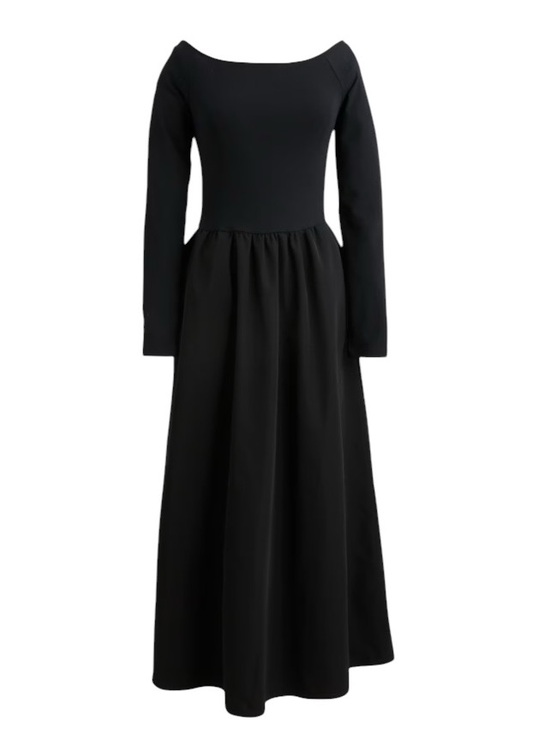 J. Crew Dresses & Skirts - J. Crew Women’s Long Sleeve Black Maxi Dress Off Shoulder Wide Neck New size L
